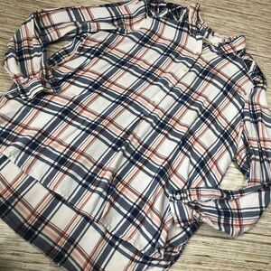 S-178 LUCKY BRAND button up boho plaid embroidered shirt BLUE MULTI sz L